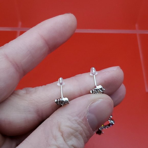 Silver Tone Beautiful Crystal Christmas Tree Dangle Earrings - Picture 3 of 6